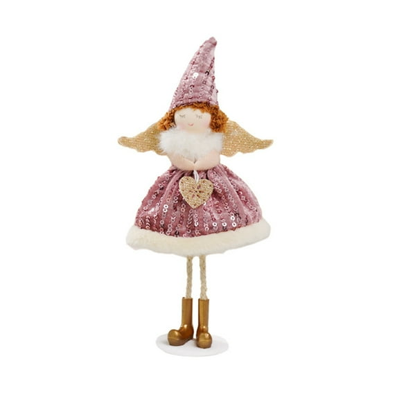 Jubilant White Pink Decor Handcrafted Angel Ornament Soft Plush Fairy Elf Figurine White Pink for Christmas New Year Birthday Wedding Decor Cute Curly for Home