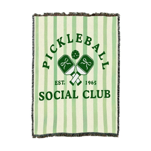Pure Country Weavers Pickleball Social Club Medium Tapestry Throw Woven from Cotton - Made in The USA (50x60)