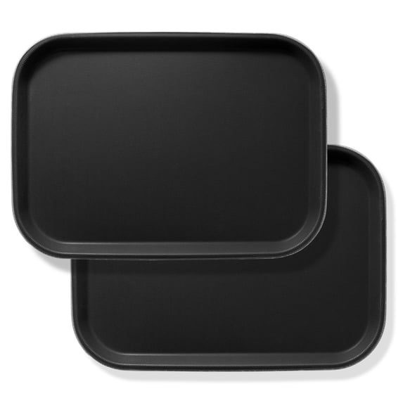 Jubilee 10" x 14" Restaurant Serving Trays (Set of 2), Black - NSF Rectangular Food Service Trays