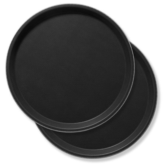 Jubilee 11" Round Restaurant Serving Trays (Set of 2), Black - NSF Food Service Trays