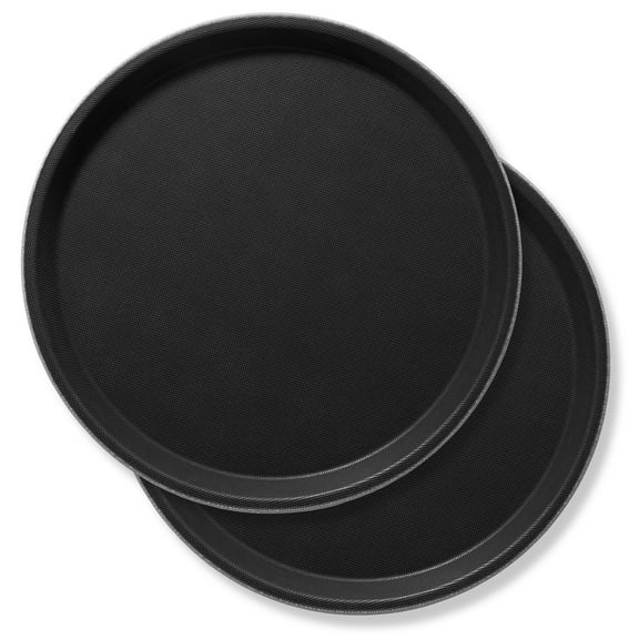 Jubilee 11" Round Restaurant Serving Trays (Set of 2), Black - NSF Food Service Trays