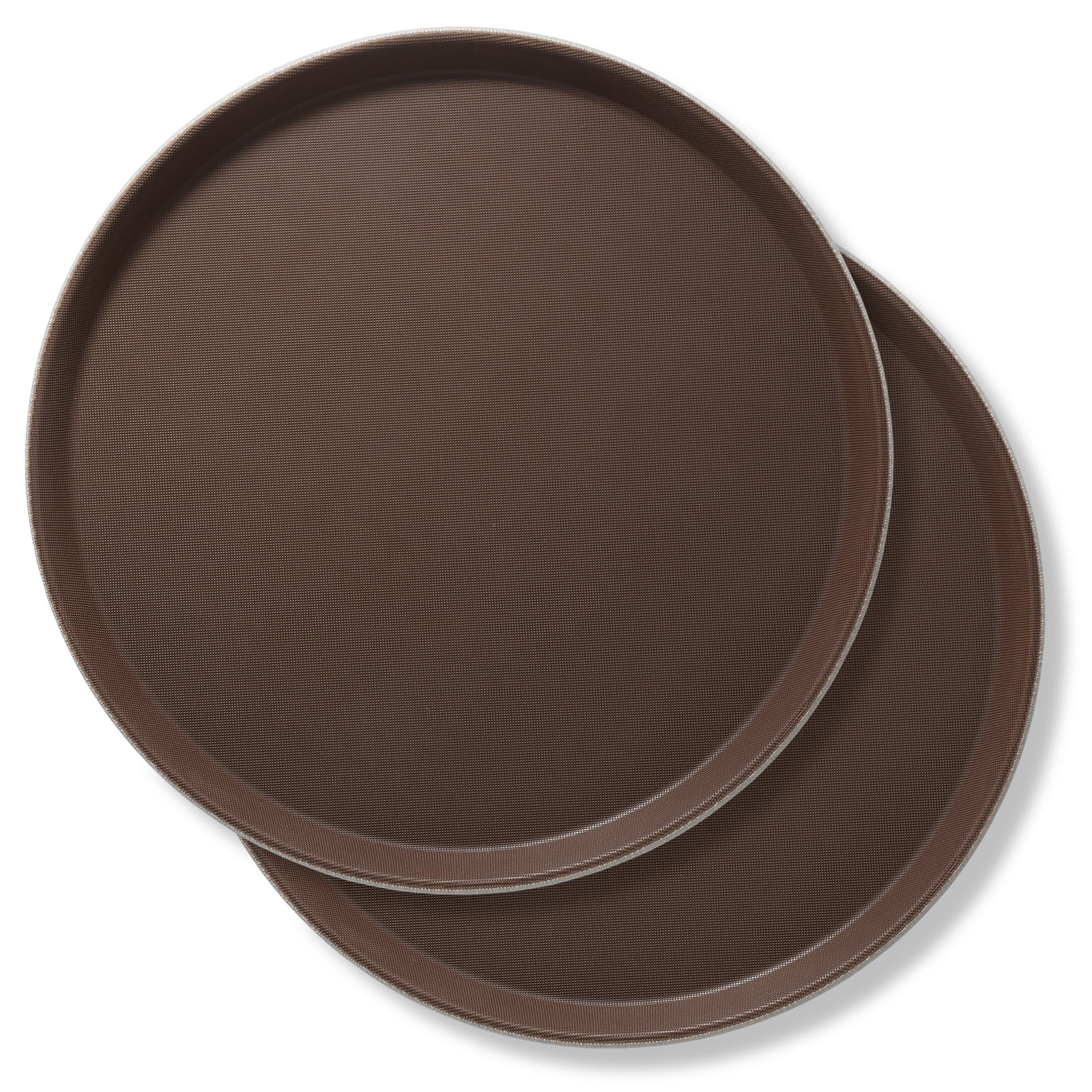 Jubilee 14" Round Brown Non-Skid Restaurant Serving Trays, Set of 2