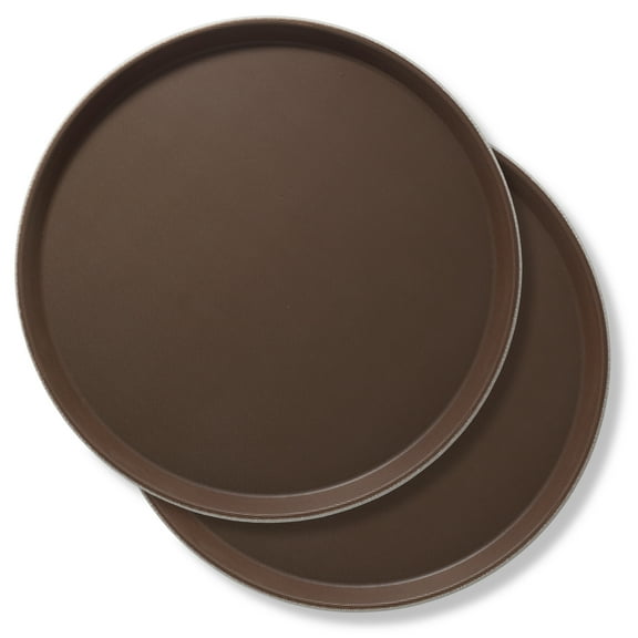Jubilee 14" Round Restaurant Serving Trays (Set of 2), Brown - NSF Food Service Trays