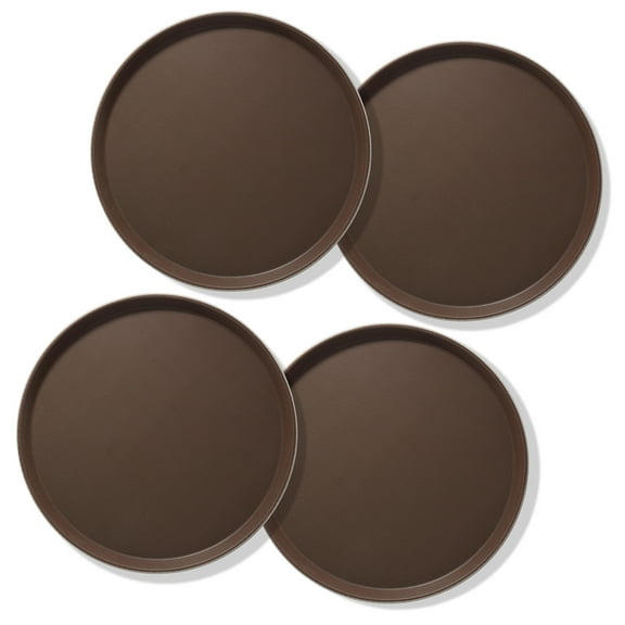 Jubilee 14" Round Restaurant Serving Trays (Set of 4), Brown - NSF Food Service Trays