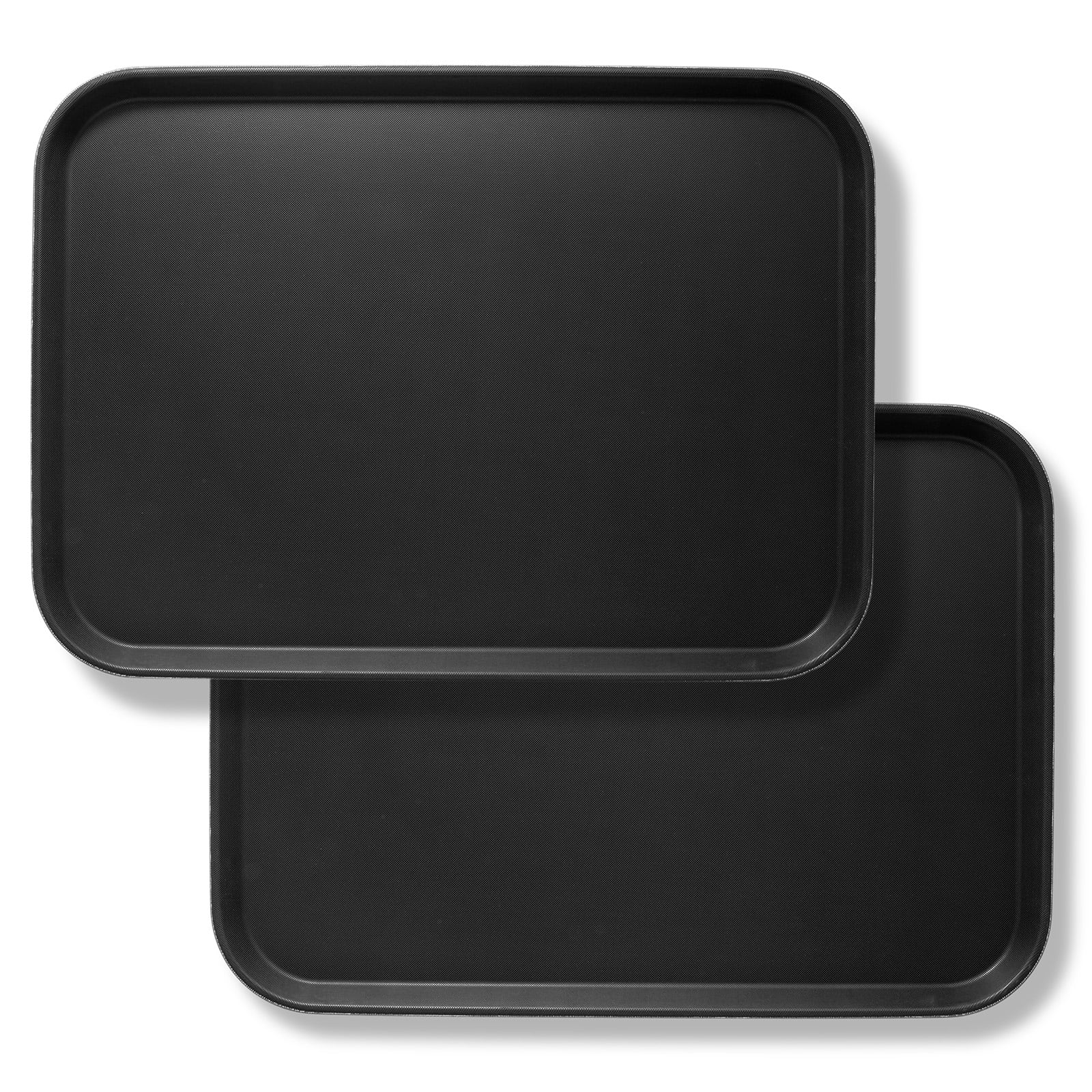 Jubilee Black Non-Slip Rectangular Heavy-Duty Serving Trays, Set of 2