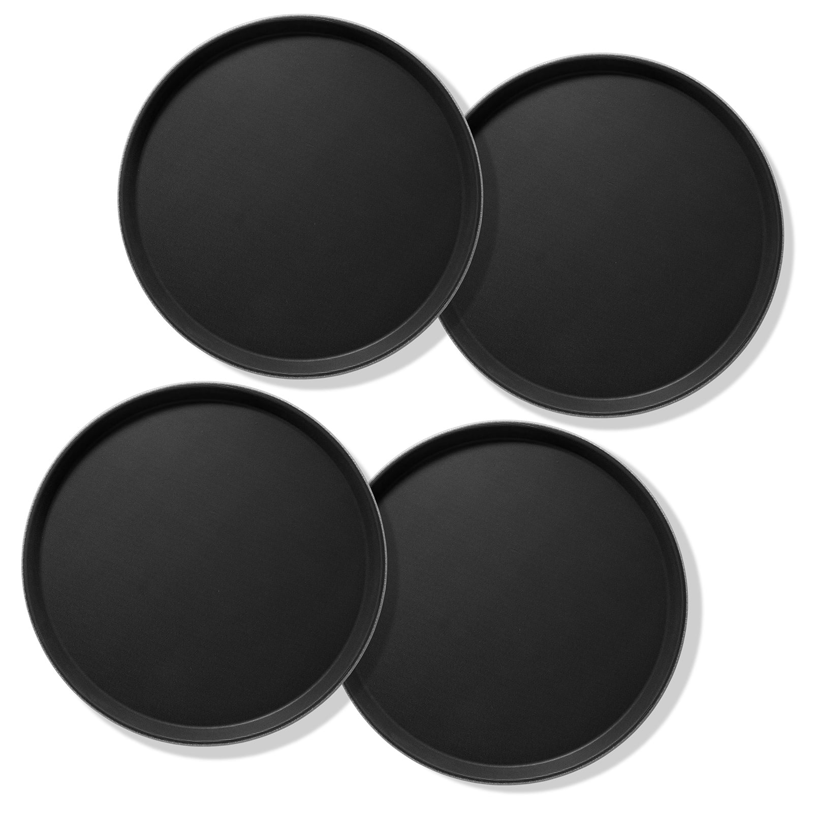 Set of 4 Jubilee 18" Round Black Non-Skid Serving Trays