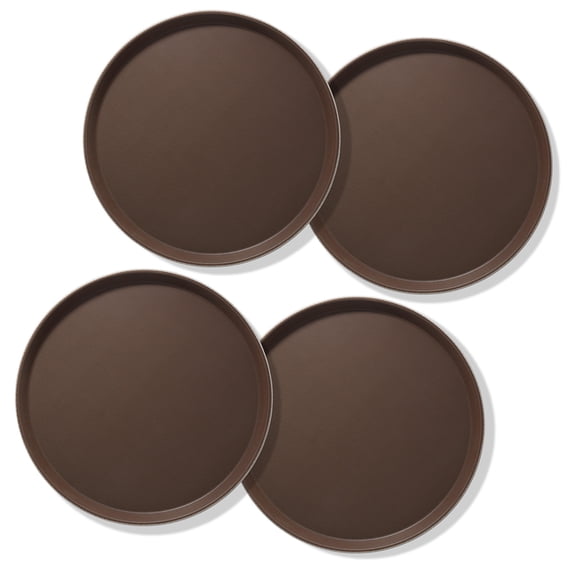 Jubilee 18" Round Restaurant Serving Trays (Set of 4), Brown - NSF Food Service Trays