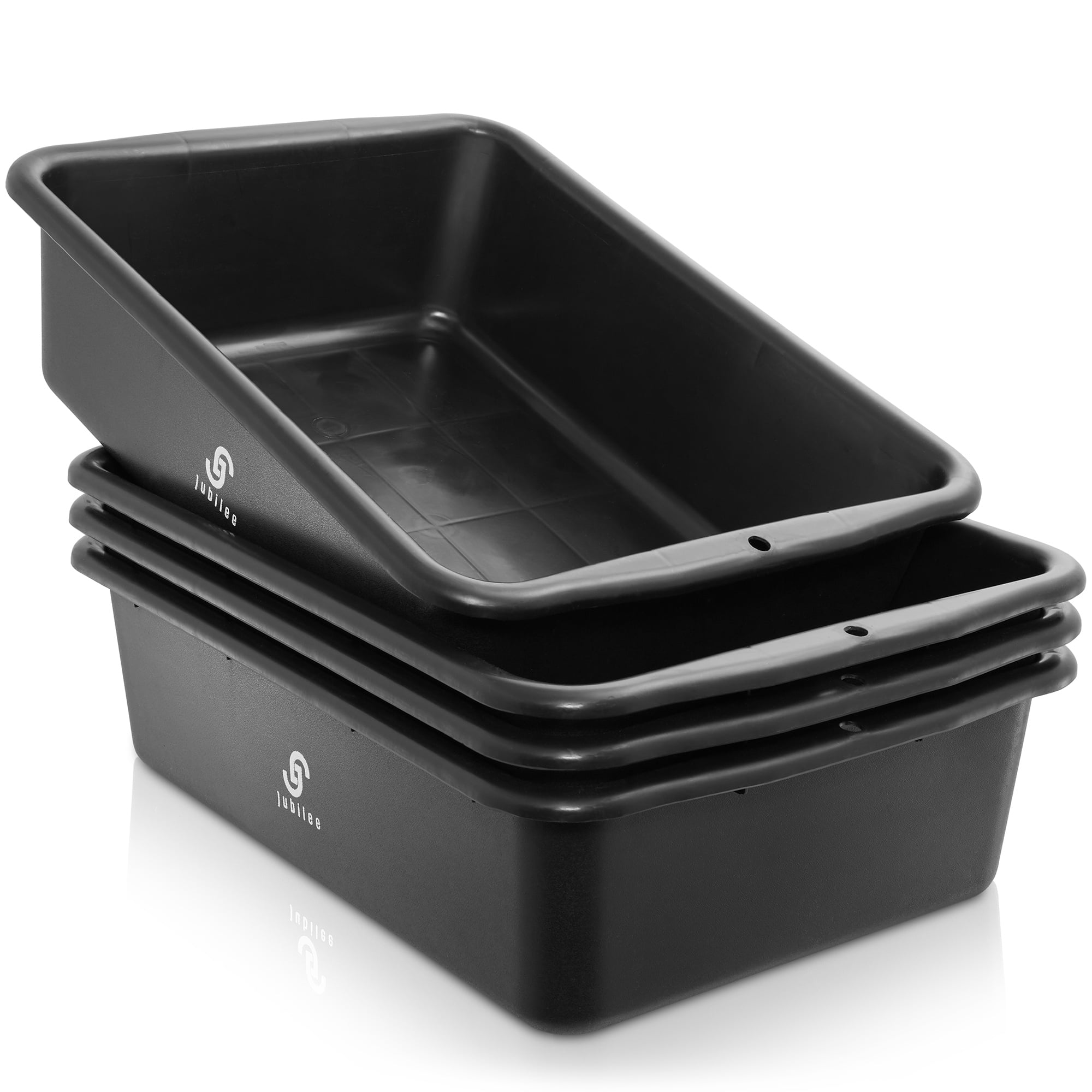 Jubilee 20 Quart Black Heavy Duty Plastic Utility Storage Bins, Set of 4