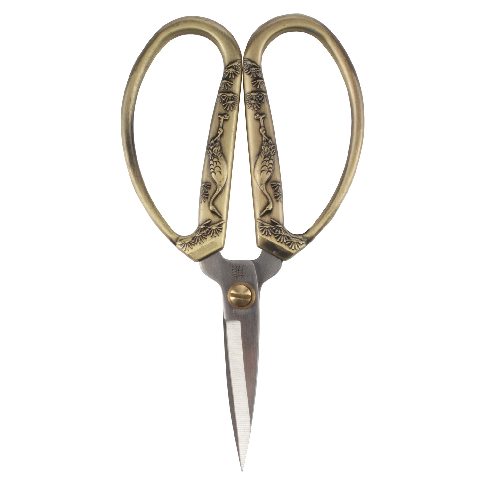 JubileeYarn 5.25" Heirloom Craft Embroidery Scissors w/Decorative Crane Motif Cast Handles - Bronze