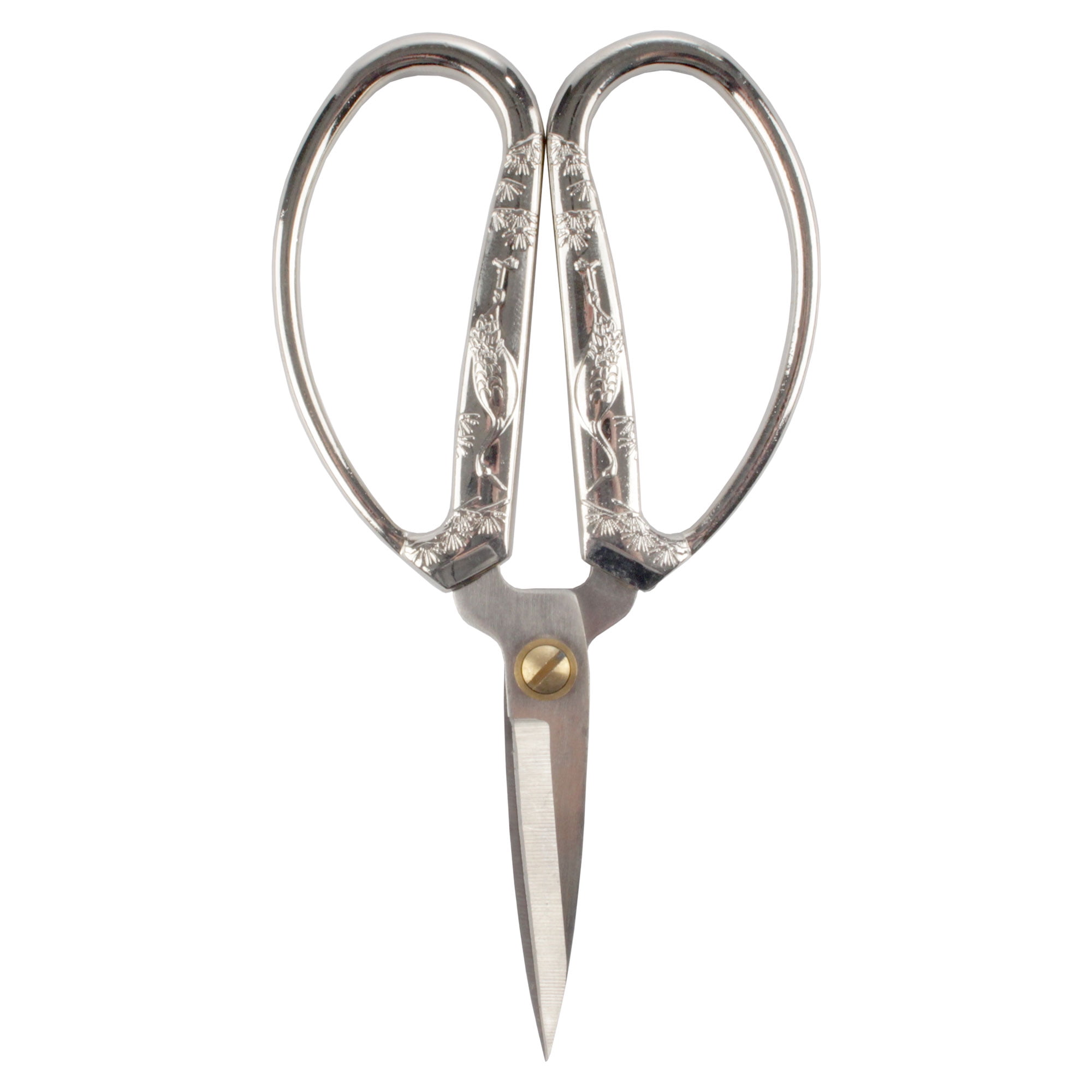 JubileeYarn 5.25" Heirloom Craft Embroidery Scissors w/Decorative Crane Motif Cast Handles - Brushed Nickel