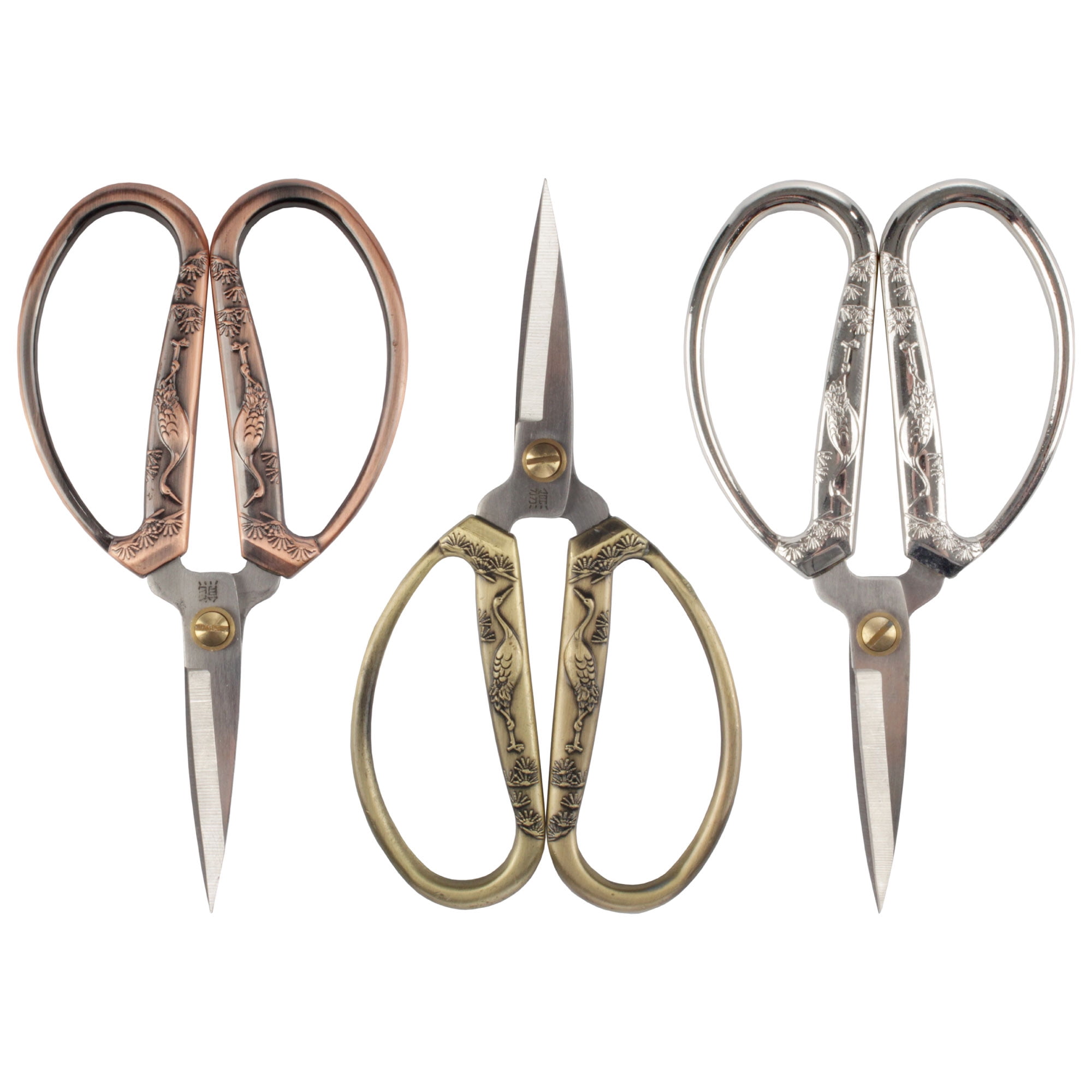 JubileeYarn 5.25" Heirloom Craft Embroidery Scissors w/ Decorative Crane Motif Cast Handles - S9 Assortment