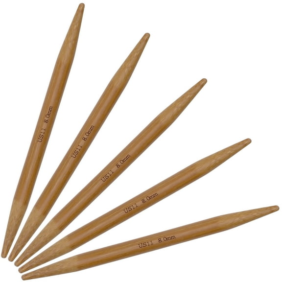 JubileeYarn 5" Double Point Bamboo Knitting Needles Set - 8mm - Carbonized Brown