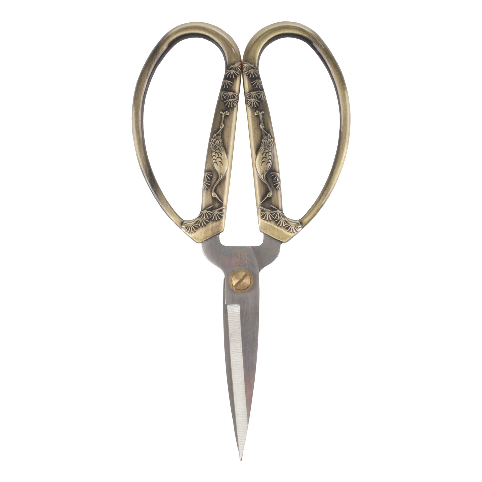JubileeYarn 6.75" Heirloom Craft Embroidery Scissors w/Decorative Crane Motif Cast Handles - Bronze