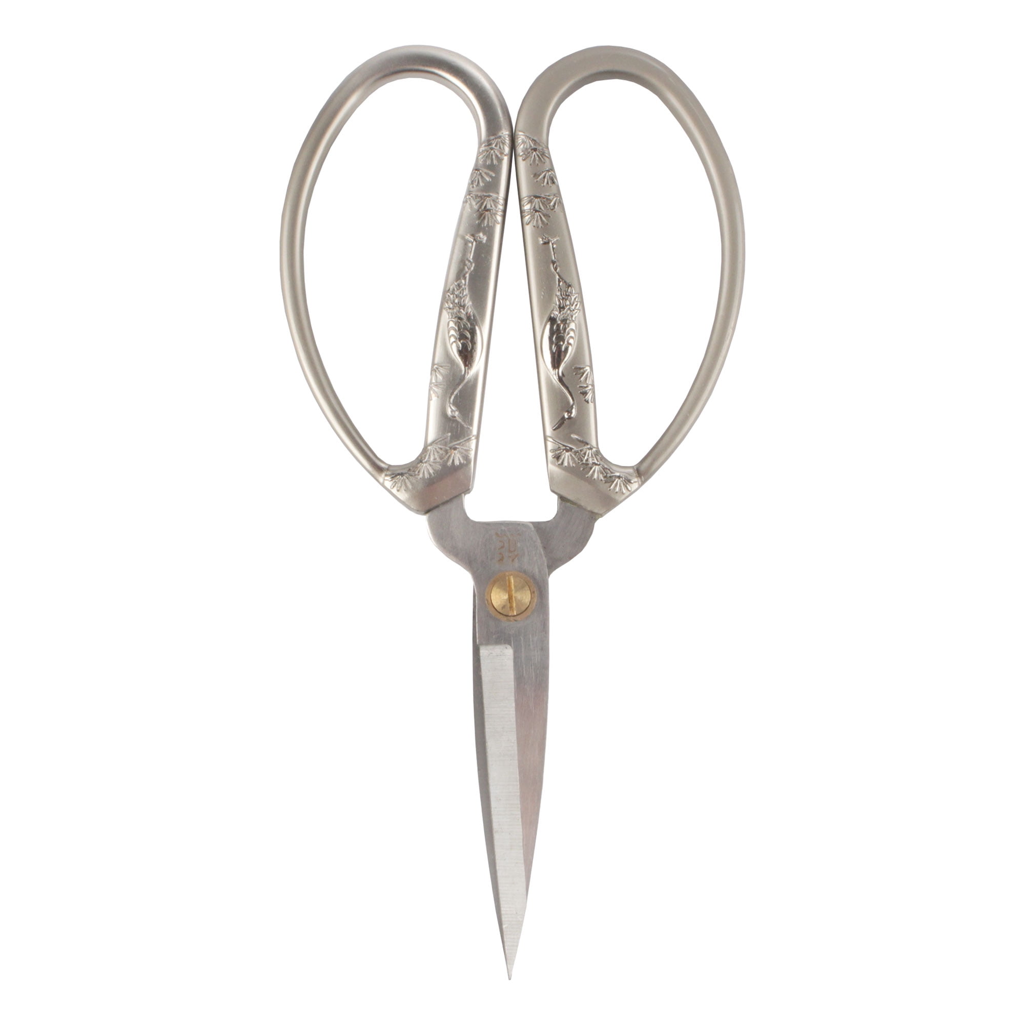 JubileeYarn 6.75" Heirloom Craft Embroidery Scissors w/Decorative Crane Motif Cast Handles - Brushed Nickel