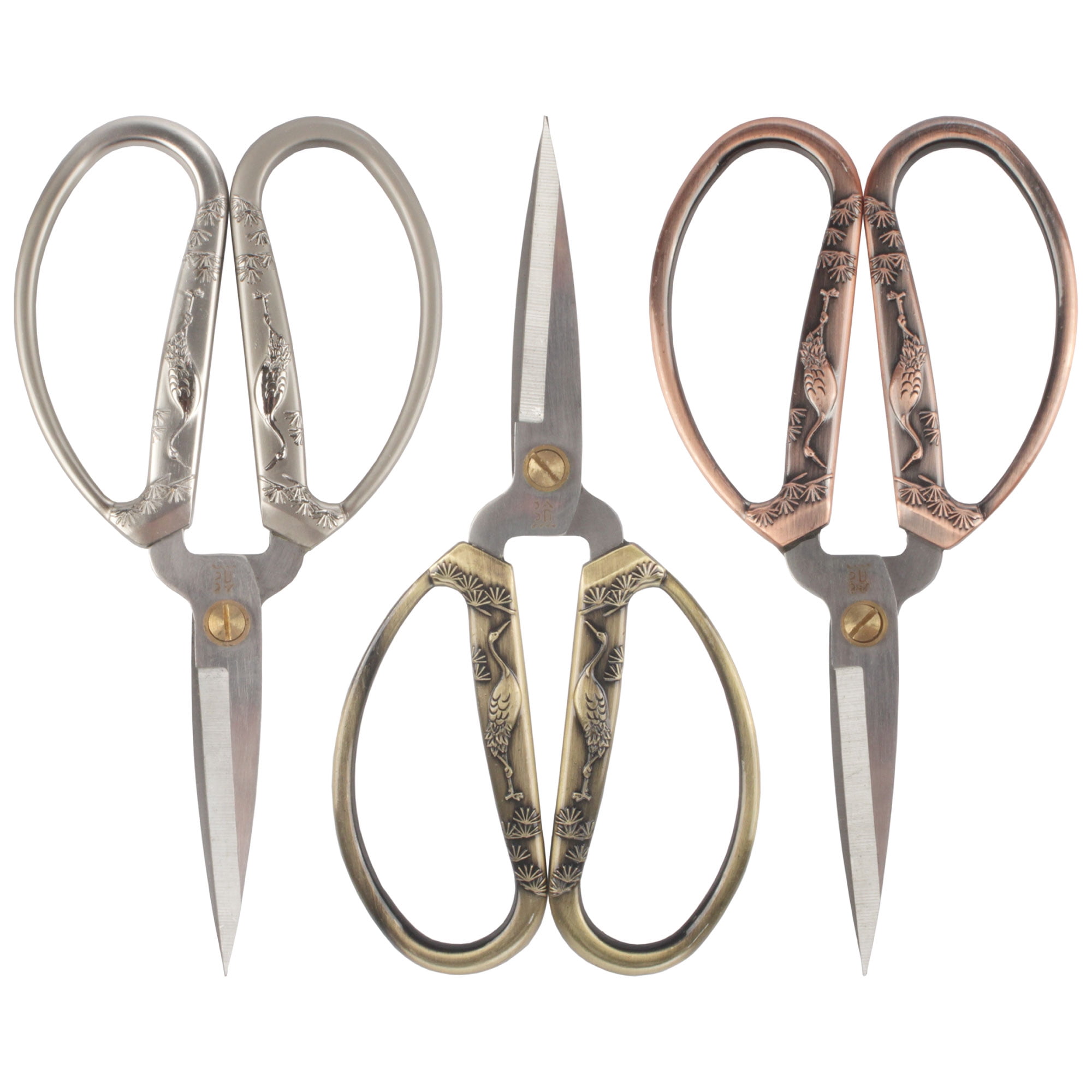 JubileeYarn 6.75" Heirloom Craft Embroidery Scissors w/ Decorative Crane Motif Cast Handles - S10 Assortment