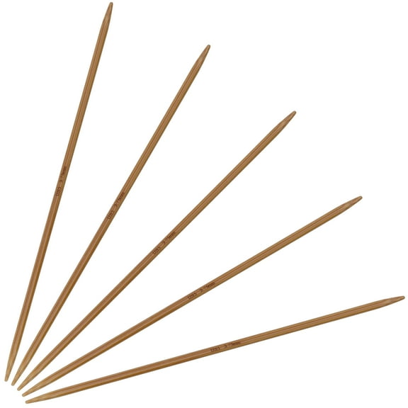 JubileeYarn 7" Double Point Bamboo Knitting Needles Set - 3.75mm - Carbonized Brown