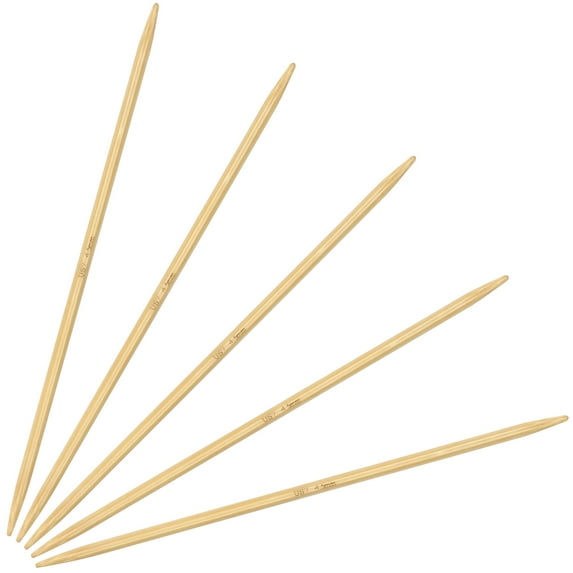 JubileeYarn 9" Double Point Bamboo Knitting Needles Set - 4.5mm - Natural