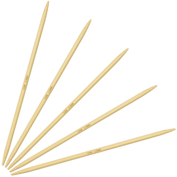 JubileeYarn 9" Double Point Bamboo Knitting Needles Set - 5mm - Natural