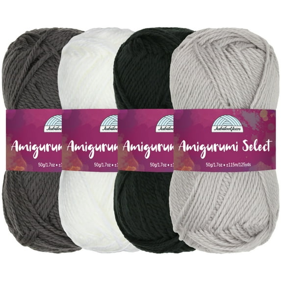 JubileeYarn Amigurumi Select Yarn - Baby Acrylic - Shades of Grey - 4 Skeins