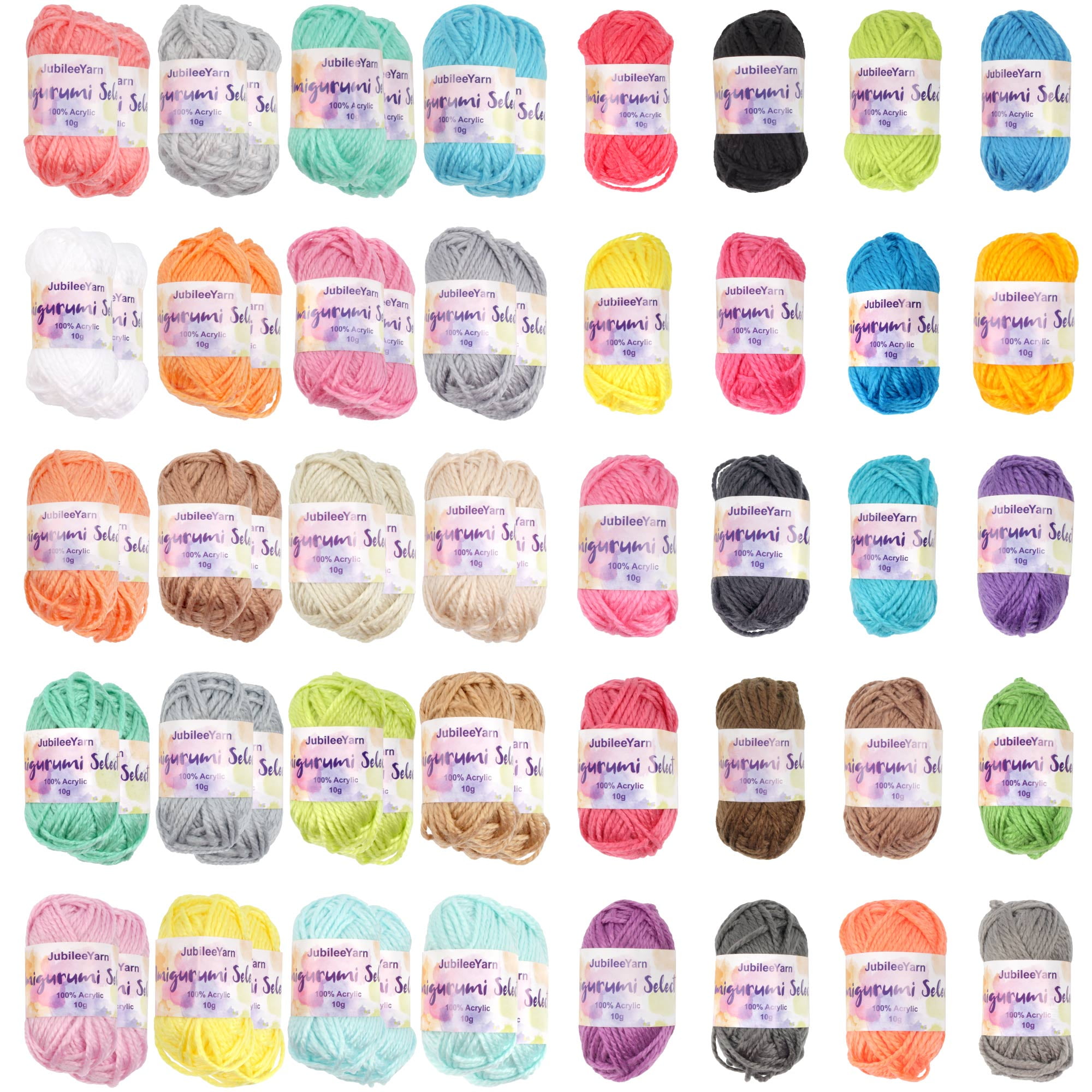 JubileeYarn Amigurumi Select Yarn Bonbons - Baby Weight Acrylic - 10g/Skein - 1 Light Pack/2 Dark Pack - 60 Skeins