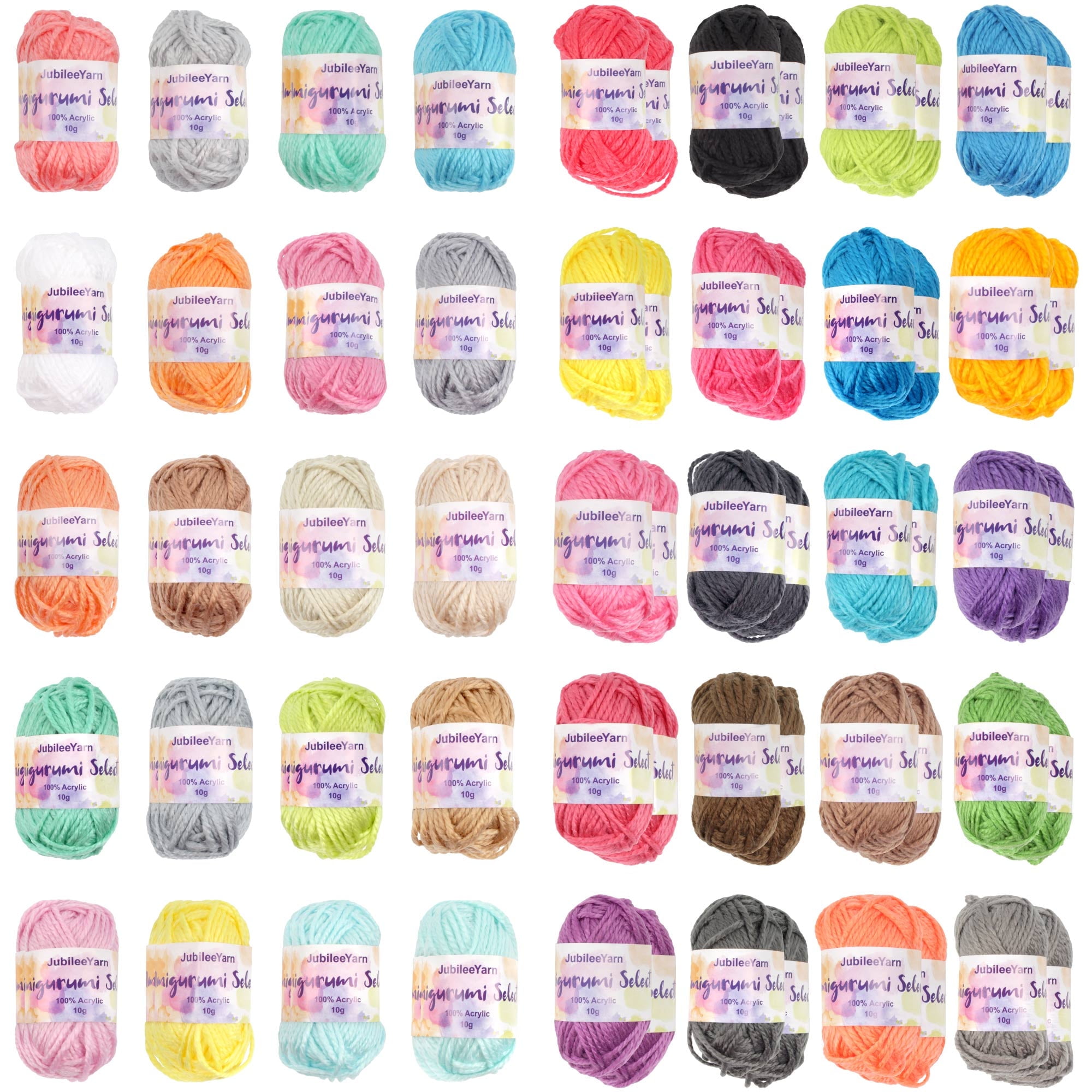 JubileeYarn Amigurumi Select Yarn Bonbons - Baby Weight Acrylic - 10g/Skein - 2 Light Packs/1 Dark Pack - 60 Skeins