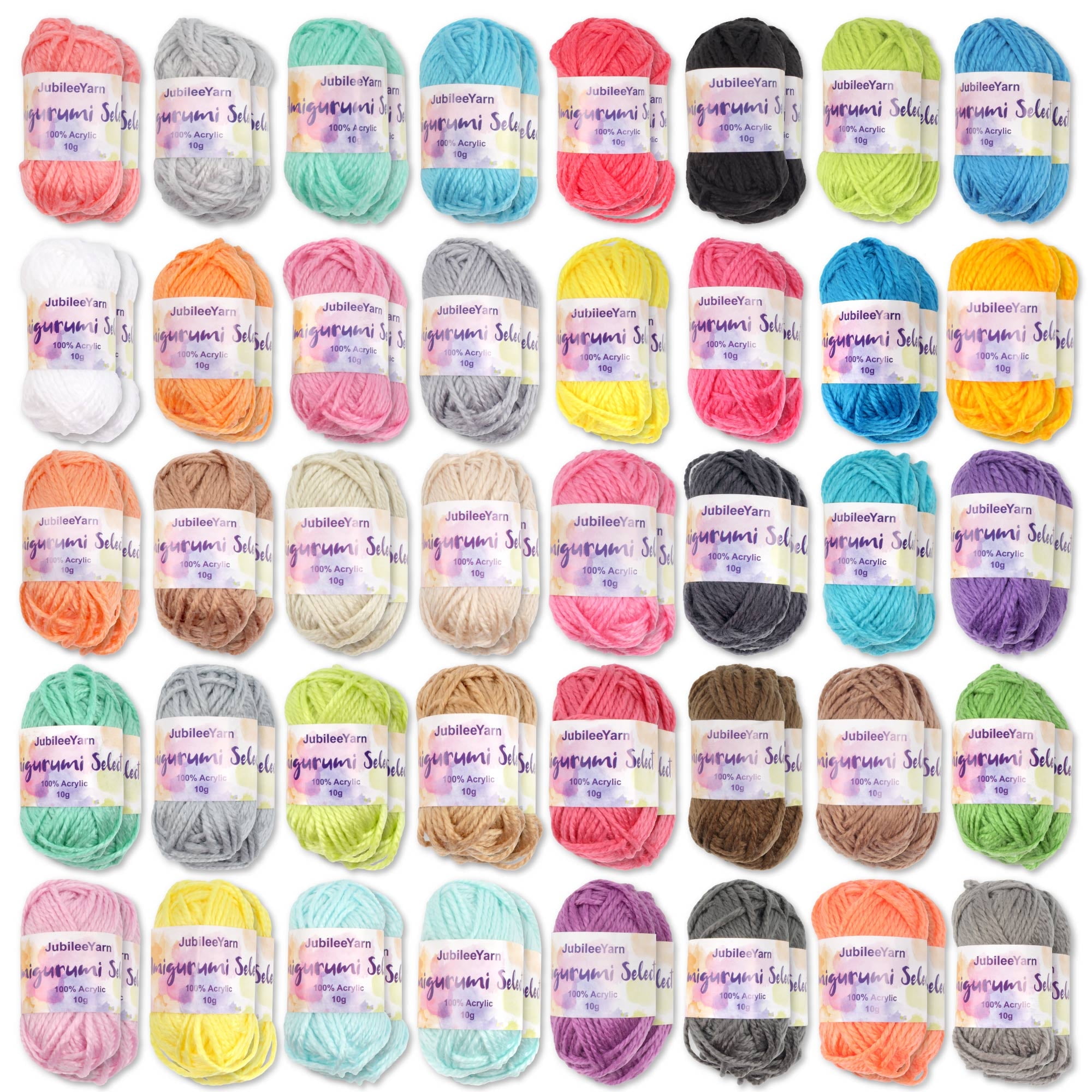 JubileeYarn Amigurumi Select Yarn Bonbons - 10g/Skein Baby Weight Acrylic - 2 Light Packs/2 Dark Packs - 80 Skeins