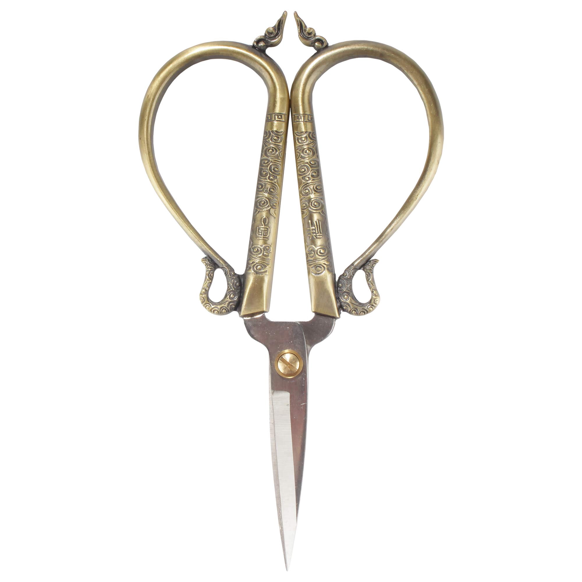 JubileeYarn Antique Style Heirloom Craft Embroidery Scissors w/Decorative Cast Handles Classic Chinese Look - Bronze