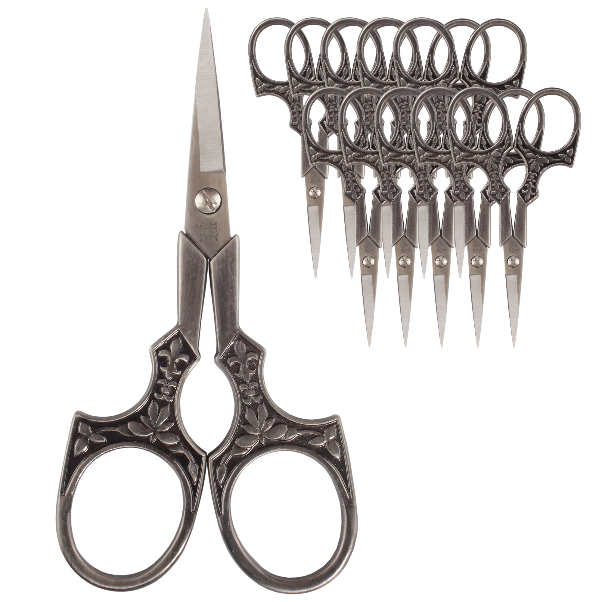 JubileeYarn Antique Style Heirloom Embroidery Craft Scissors - Antique Silver - 10 Pairs