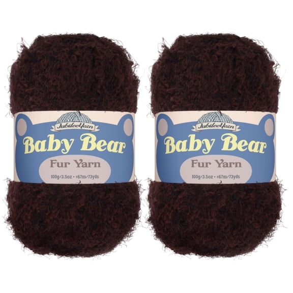 JubileeYarn Baby Bear Faux Fur Yarn - 100g/Skein Chunky Weight Polyester - Brown - 2 Skeins