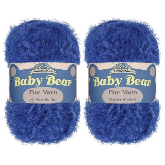 JubileeYarn Baby Bear Faux Fur Yarn - 100g/Skein Chunky Weight Polyester - Royal Blue - 2 Skeins