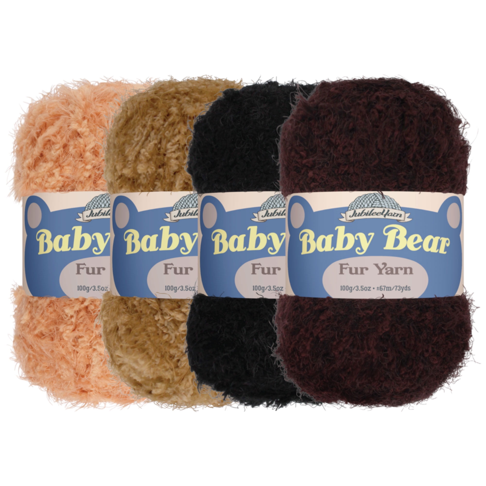 JubileeYarn Baby Bear Faux Fur Yarn - 100g/Skein Chunky Weight Polyester - Shades of Brown - 4 Skeins