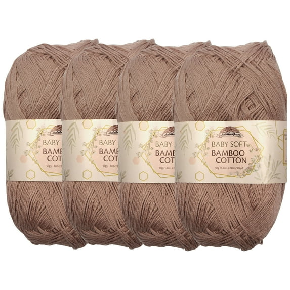 JubileeYarn Baby Soft Bamboo Cotton Yarn - 50g/Skein - Coffee Lover - 4 Skeins