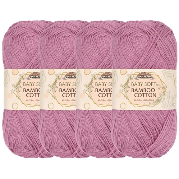 JubileeYarn Baby Soft Bamboo Cotton Yarn - 50g/Skein - Cotton Candy - 4 Skeins