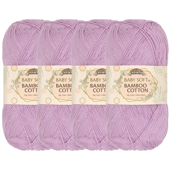 JubileeYarn Baby Soft Bamboo Cotton Yarn - 50g/Skein - Lilacs - 4 Skeins