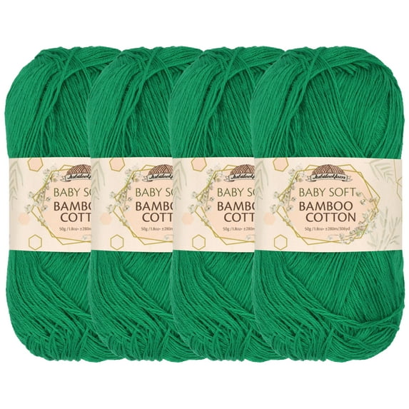 JubileeYarn Baby Soft Bamboo Cotton Yarn - 50g/Skein - Pine Needle - 4 Skeins