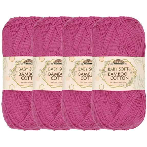 JubileeYarn Baby Soft Bamboo Cotton Yarn - 50g/Skein - Vermillion City - 4 Skeins
