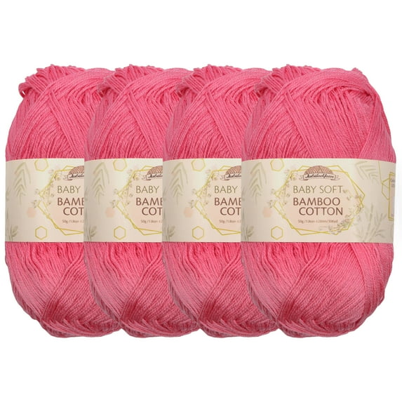 JubileeYarn Baby Soft Bamboo Cotton Yarn - 50g/Skein - Watermelon - 4 Skeins