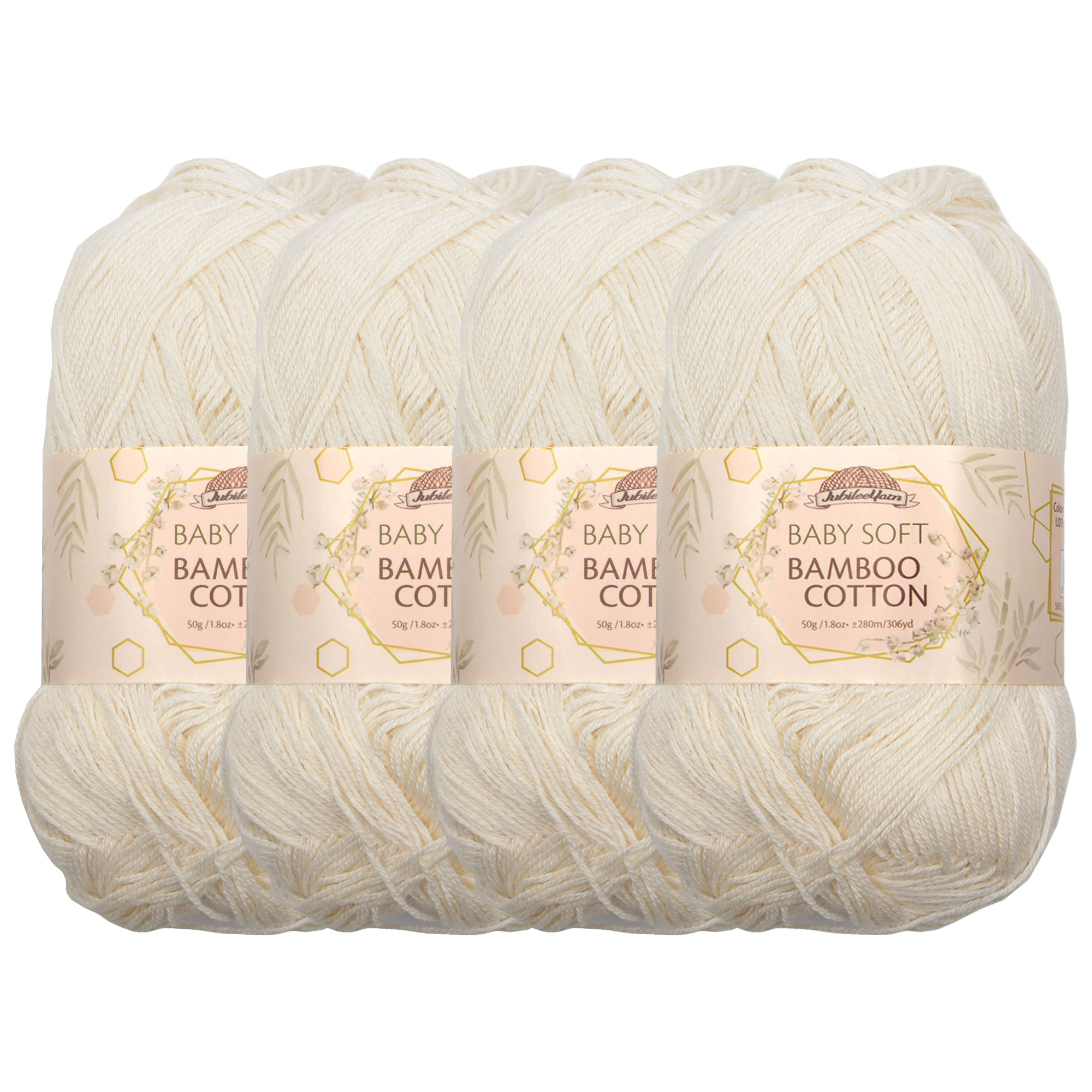 JubileeYarn Baby Soft Bamboo Cotton Yarn Almond Milk 4 Skeins