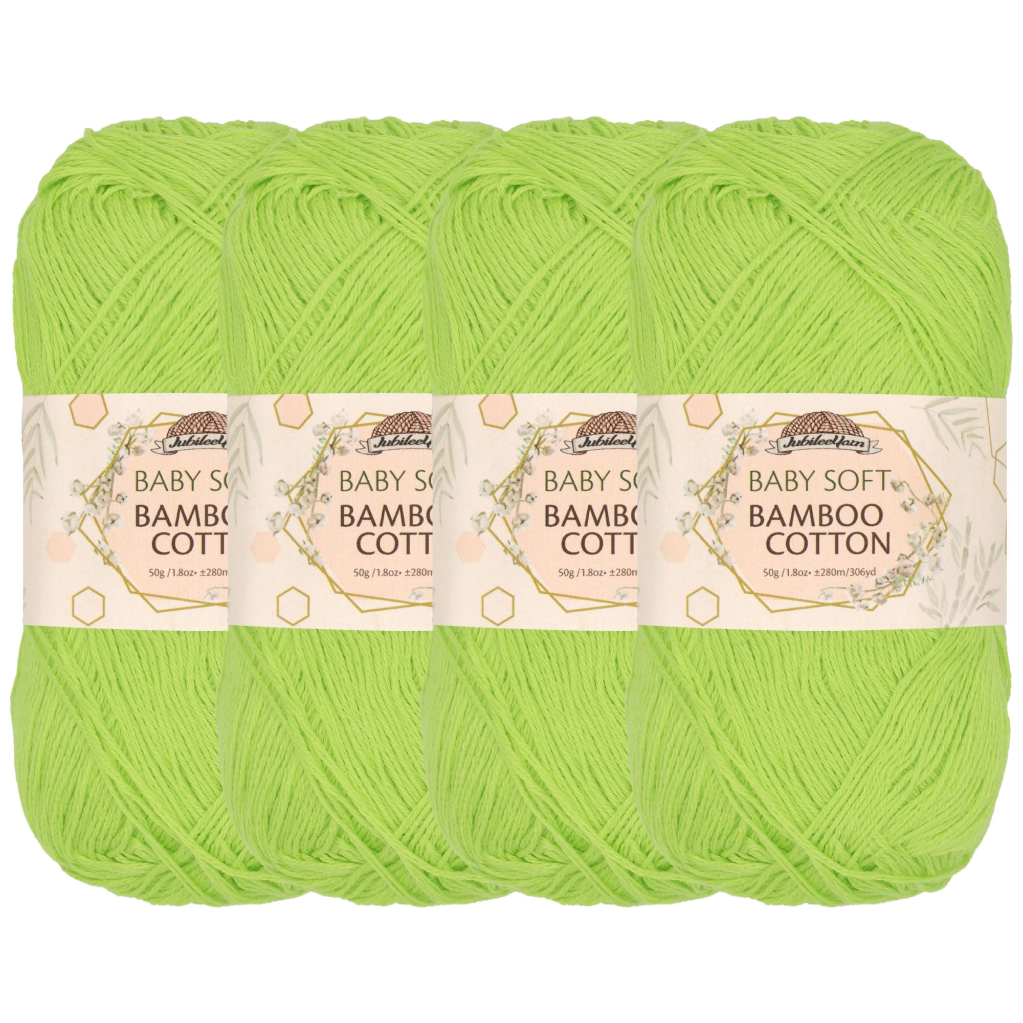 JubileeYarn Baby Soft Bamboo Cotton Yarn - 50g/Skein - Avocado - 4 ...