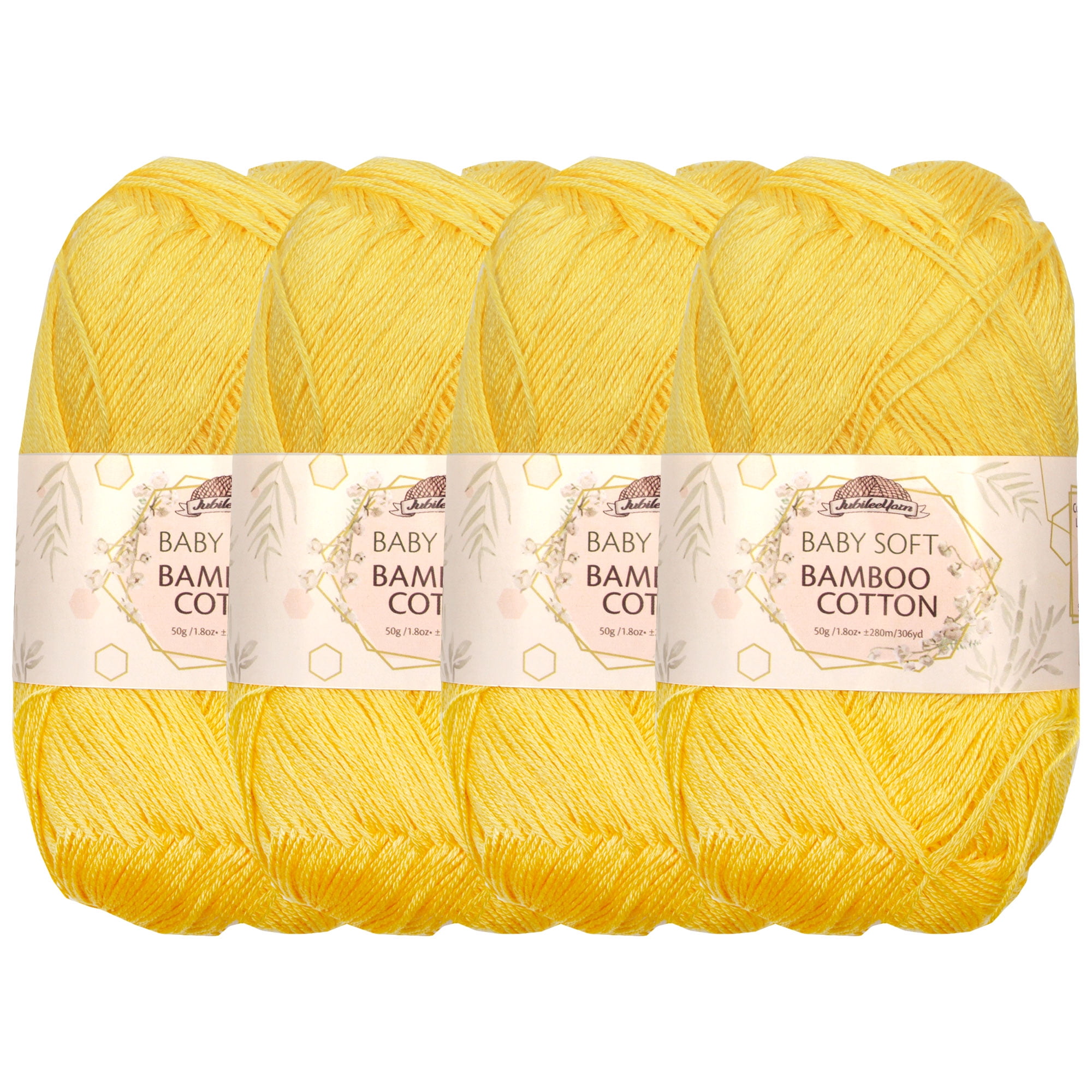 JubileeYarn Baby Soft Bamboo Cotton Yarn Daisy Yellow 4 Skeins