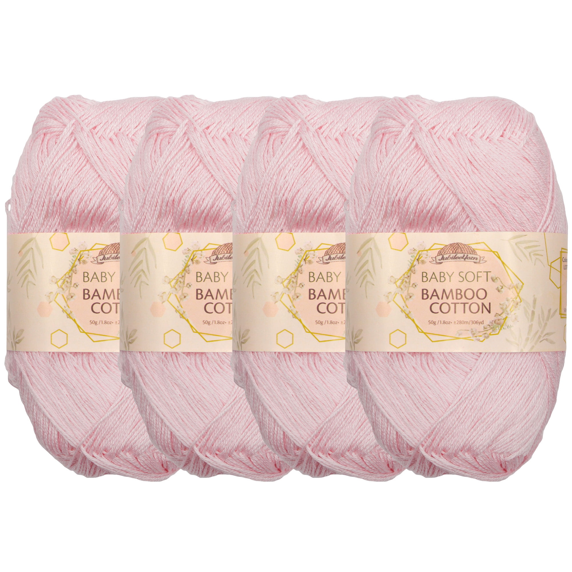 JubileeYarn Baby Soft Bamboo Cotton Yarn Primrose Pink 4 Skeins