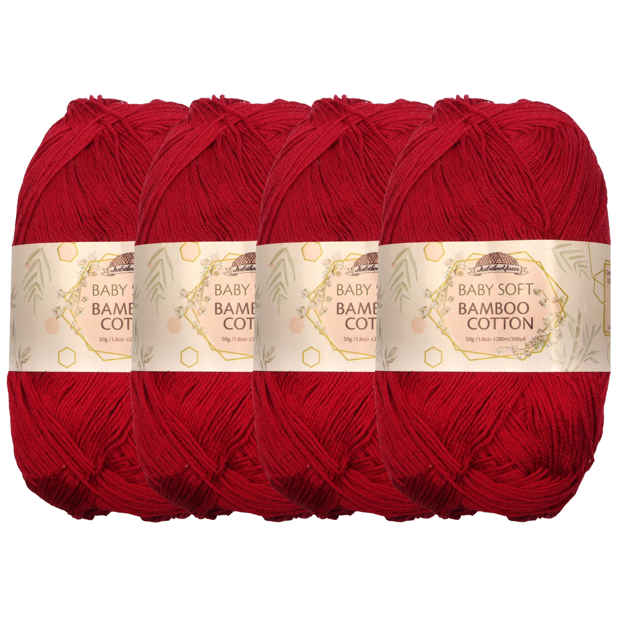 JubileeYarn Baby Soft Bamboo Cotton Yarn Red Hot Red 4 Skeins