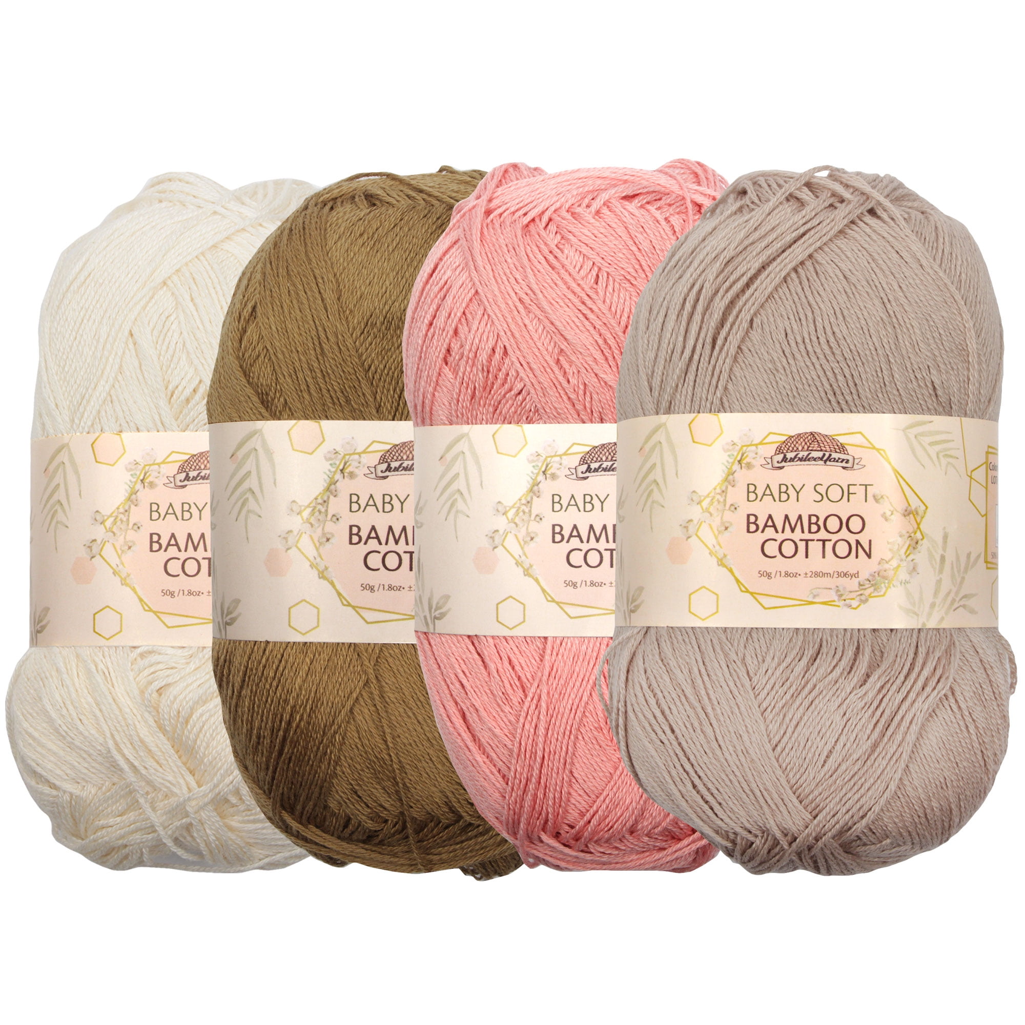 JubileeYarn Baby Soft Bamboo Cotton Yarn - Shades of Neutral Colors - 4  Skeins