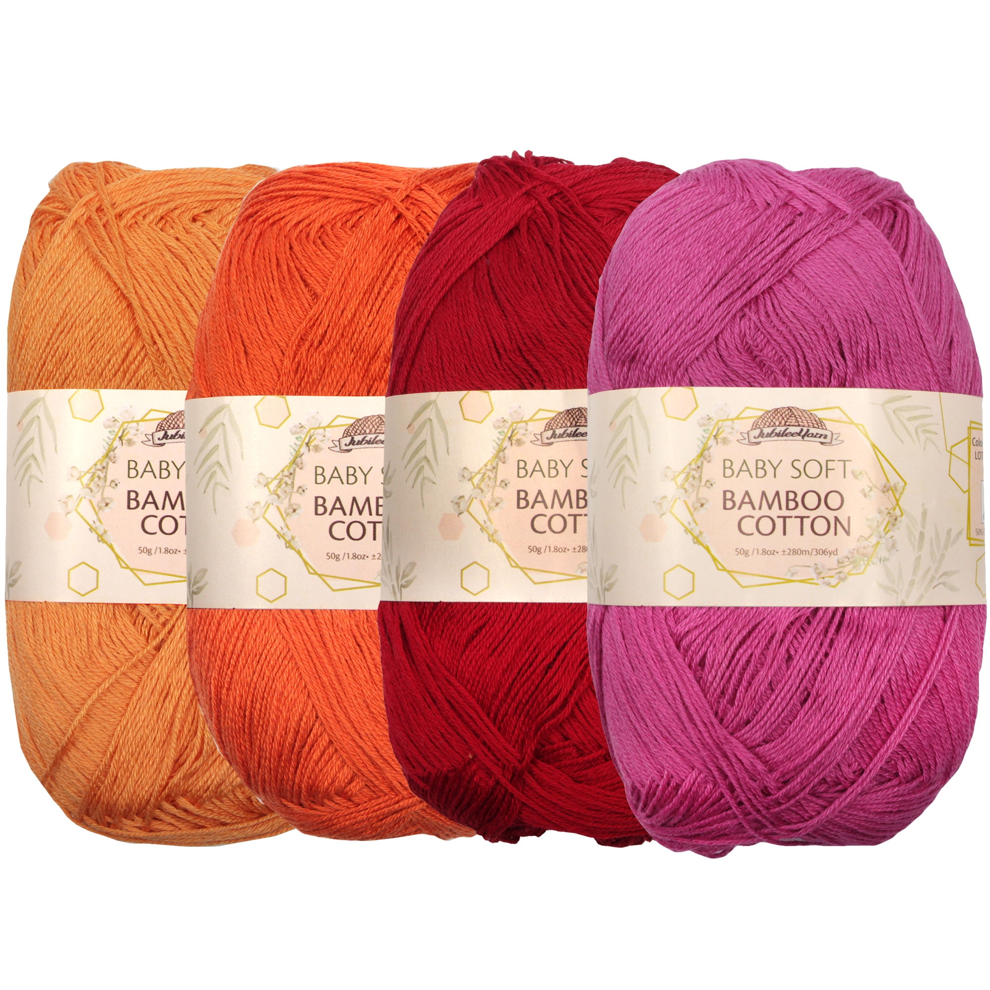 JubileeYarn Baby Soft Bamboo Cotton Yarn Shades of Orange 4 Skeins