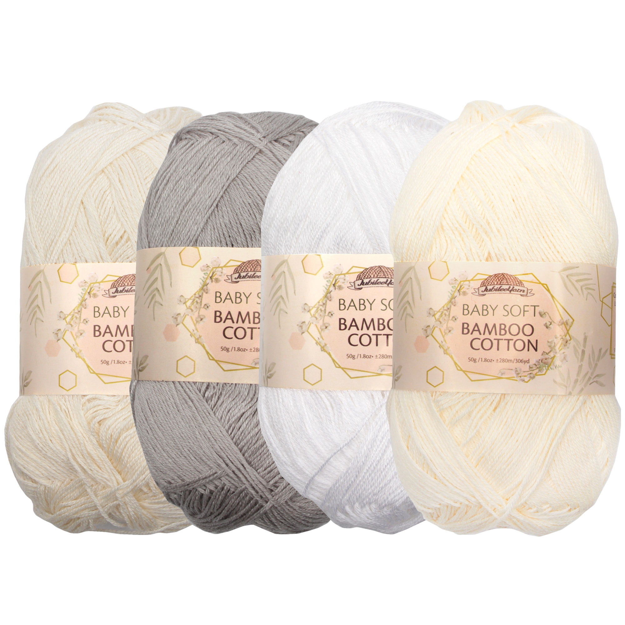 JubileeYarn Baby Soft Bamboo Cotton Yarn - Shades of Neutral Colors - 4  Skeins