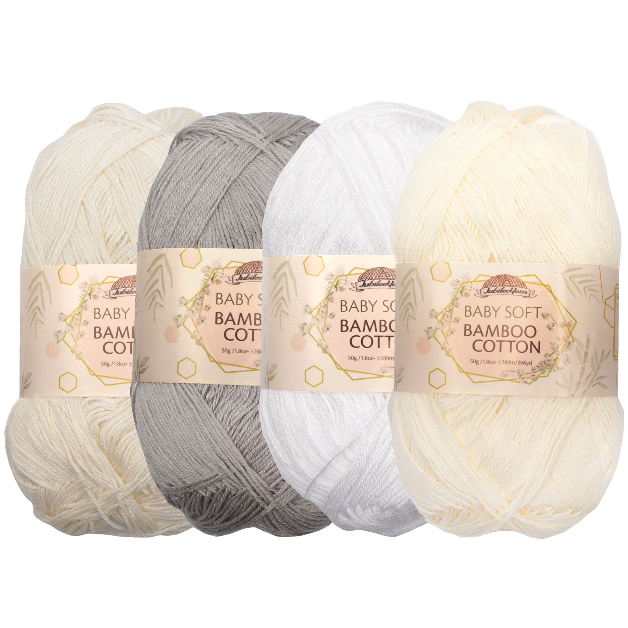 JubileeYarn Baby Soft Bamboo Cotton Yarn Shades of White 4 Skeins