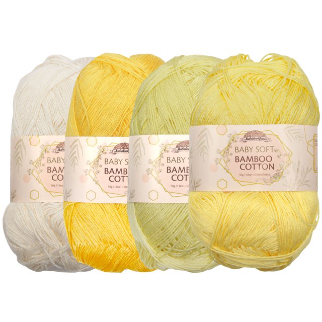 JubileeYarn Baby Soft Bamboo Cotton Yarn Shades of Yellow 4 Skeins