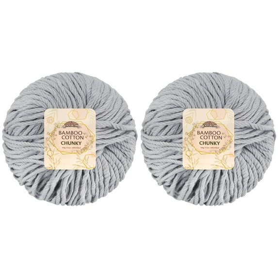 JubileeYarn Bamboo Cotton Chunky Yarn - 100g/Ball - Cloudy Grey - 2 Balls