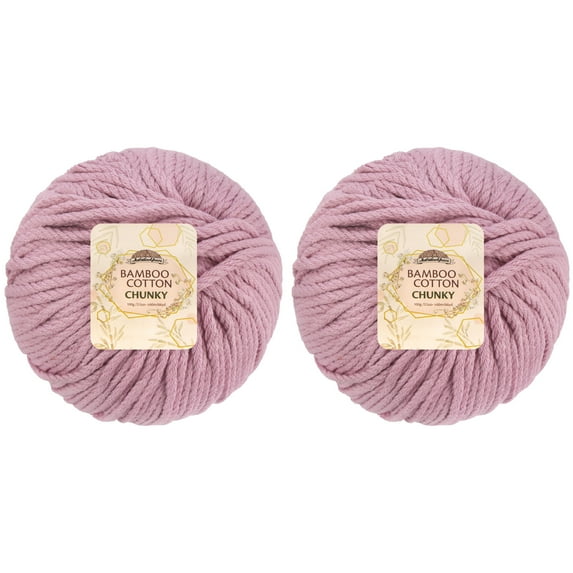 JubileeYarn Bamboo Cotton Chunky Yarn - 100g/Ball - Cotton Candy - 2 Balls