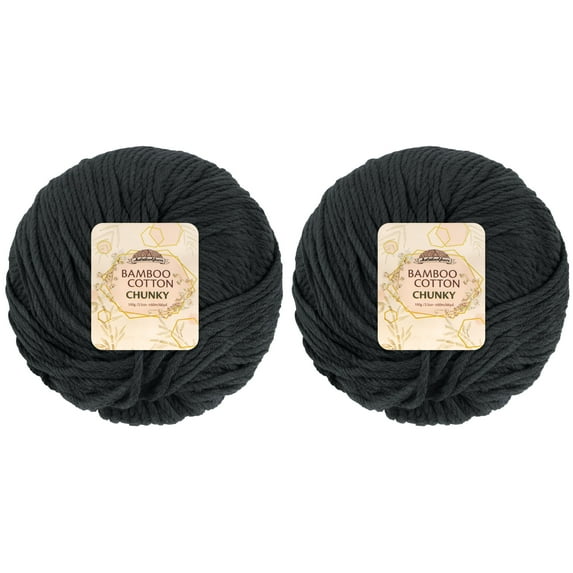 JubileeYarn Bamboo Cotton Chunky Yarn - 100g/Ball - Deep Grey - 2 Balls